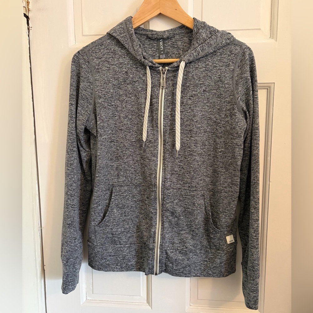 Vuori Halo Performance Full Zip Hoodie Heathered Gray/Black size XS dreamknit
